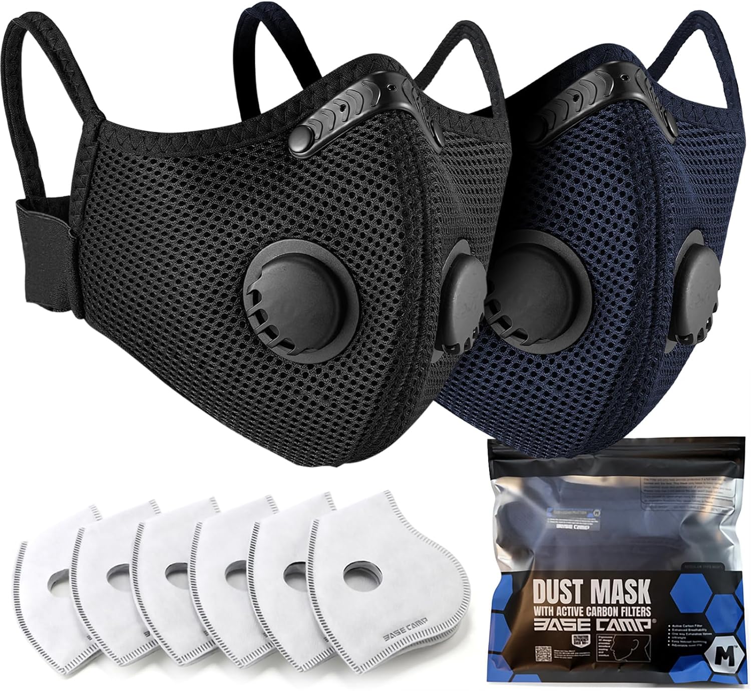 BASE CAMP Upgrade M Plus Dust Mask, Dust Face Mask with 6 Activated Carbon Filters, Safety Work Masks for Woodworking Construction Sanding Yard Lawn Paint...